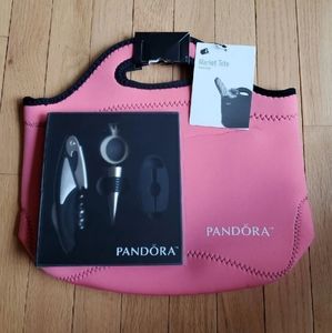 NEW!! Pandora 3-Piece Wine Set + Pink Market Tote